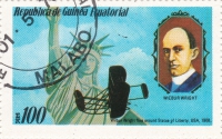 Briefmarke - Flugzeugpionier Wilbur Wright, 1979 - Historische Flugzeuge und Pionier der Lüfte alle Zähne vorhanden, nicht vom Brief abgelöst.
