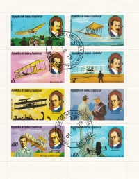 Briefmarkenblock - Flugzeugpioniere Orville und Wilbur Wright, 1979 - Historische Flugzeuge und Pionier der Lüfte Republica de Guinea Ecuatorial - Malabo