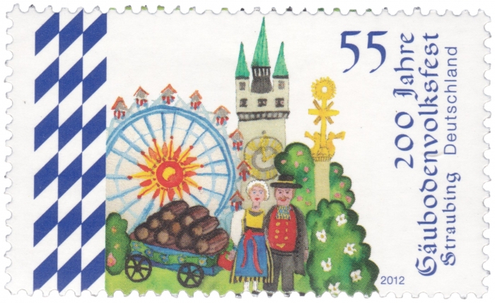 Briefmarke - 200 Jahre Gäubodenvolksfest in Straubing - Deutschland 2012, 55 Cent Ausgabewert: 55 Cent