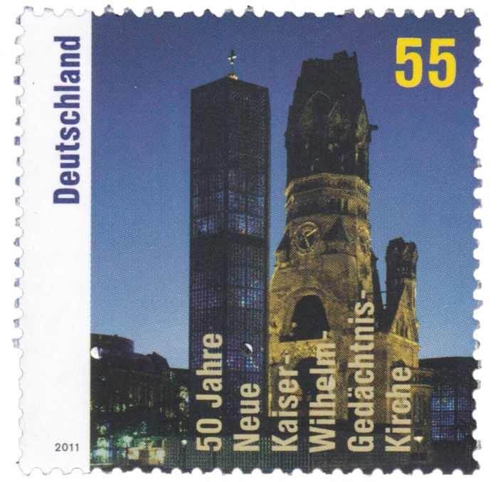 Briefmarke - 50 Jahre Neue Kaiser-Wilhelm-Gedächtnis-Kirche - Deutschland 2011, 55 Cent Ausgabewert: 55 Cent