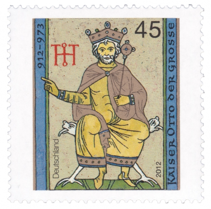 Vorderansicht - Briefmarke - Kaiser Otto der Große - Deutschland 2012, 45 Cent Ausgabewert: 45 Cent