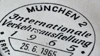 Detailansicht - 60 Pfennig - Internationale Verkehrsausstellung München, 1965 - Ersttagsbrief mit Fünf Pfennig Briefmarke zur IVA zeigt München mit Flugzeug Ersttagsstempel vom 25. Juni 1965