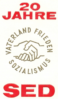Detailansicht - Ersttagsbrief - 20 Jahre SED - Vaterland - Frieden - Sozialismus 20 Pf DDR Briefmarke - Wilhelm Pieck (KPD) und Otto Grotewohl (SPD)