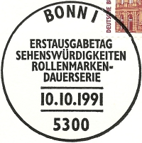 Sonderstempel - Ersttagsbrief - 400 Pfennig Briefmarke zeigt Semperoper, 1991 - Sehenswürdigkeiten Sächsische Staatsoper Dresden, Rollenmarken-Dauerserie 4 Mark der Deutschen Bundespost