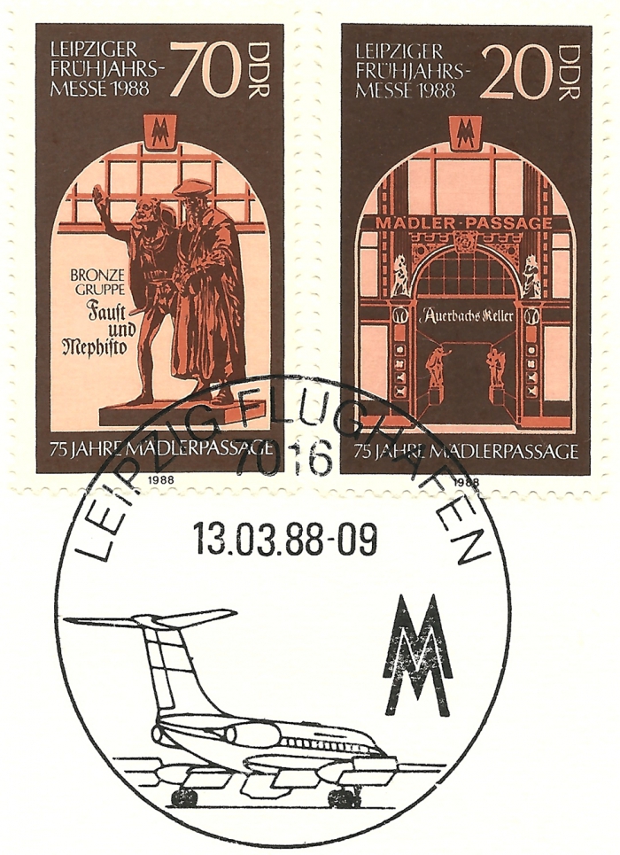 Briefmarken - Ersttagsbrief - Leipziger Frühjahrsmesse, 1988 - Leipziger Messe mit Mädler-Passage zum 75 jährigem Jubiläum sehr selten!