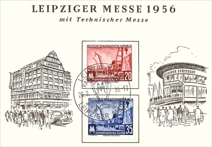 Vorderansicht - Ersttagsbrief - Leipziger Frühjahrsmesse, 1956 - Die Messestadt Leipzig zählt zu den ältesten Messestandorten der Welt. Ersttagsstempel 26.02.1956!