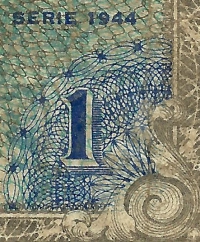 Detailansicht - Geldschein Eine Mark 1944 umlauf gesetzt allierte Militärbehörde C Serie 1944