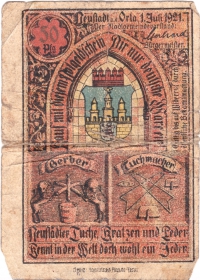 Rückansicht - 50 Pfennig, 1921 - Gutschein über Fünfzig Pfennig, Neustadt a.d. Orla Ausgabe am 1. Juli 1921