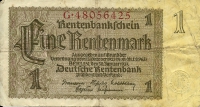 Vorderansicht - 1 Rentenmark 30. Januar 1937 Deutsche Rentenbank Geldschein Banknote Rentenbankschein 1923 Berlin Präsident sehr schöner Geldschein
