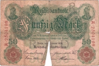 Vorderansicht - 50 Mark, 1908 - Fünfzig Mark, Reichsbanknote Banknote des Deutschen Kaiserreichs