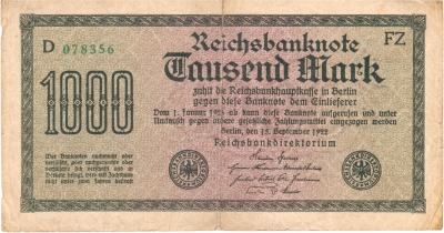 Reichsbanknote Tausend Mark