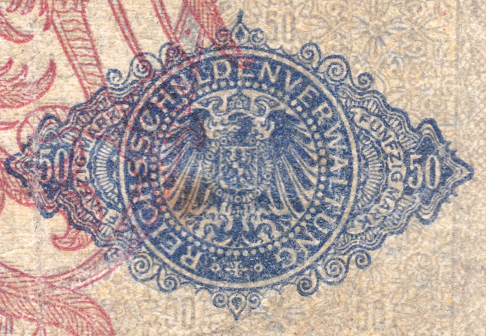 Detailansicht - 50 Mark, 1914 - Fünzig Mark, Darlehenskassenschein von der Reichsschuldenverwaltung In Umlauf bis 29. April 1924