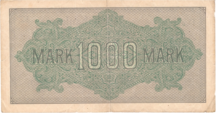 Rückansicht - 1000 Reichsmark, 1922 historische Banknote