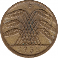 Rückansicht - 10 Reichspfennig 1935 E - Münze des Dritten Reichs sehr selten