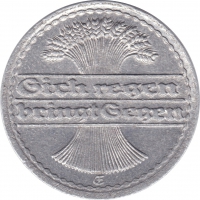 Rückansicht - 50 Pfennig 1922 E - Münze der Weimarer Republik sehr selten