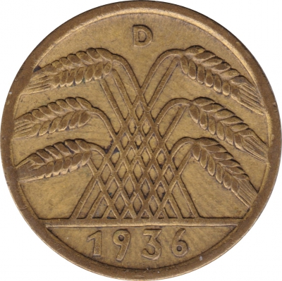 10 Reichspfennig 1936 D