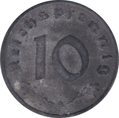 Vorderansicht - 10 Reichspfennig 1944 A - Münze des Dritten Reichs geprägt in Berlin, Deutschland