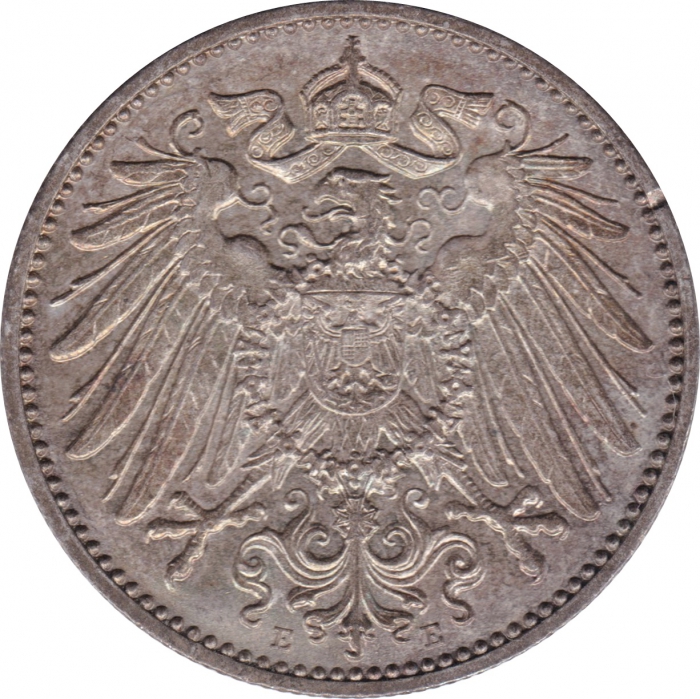 Rückansicht - 1 Mark 1915 E - Münze Deutsches Kaiserreich sehr selten