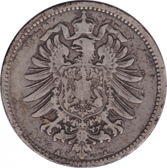 Rückansicht - 1 Mark Münze, 1875 A - Deutsches Kaiserreich sehr selten!