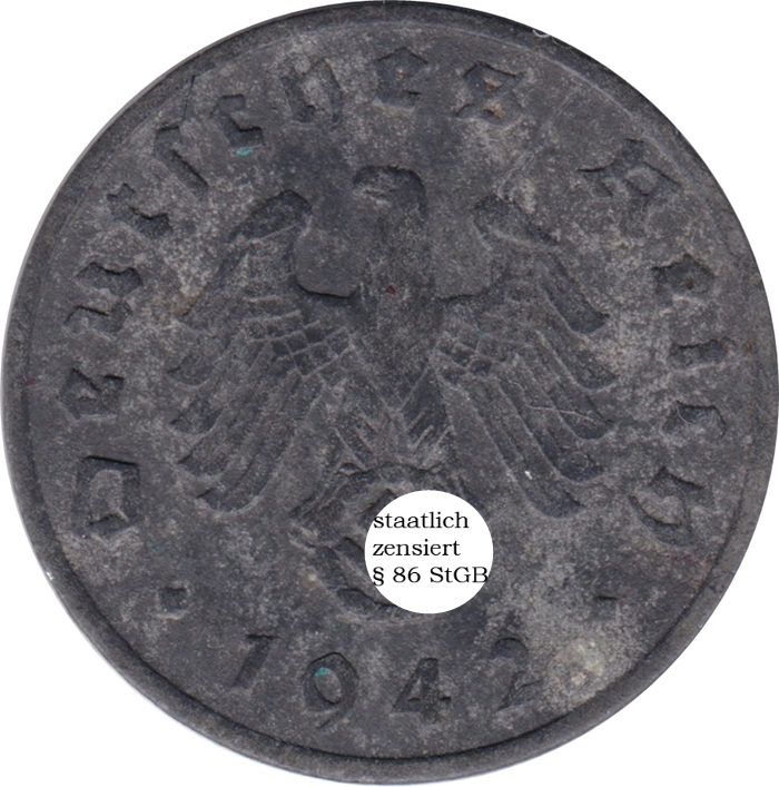Rückansicht - 1 Reichspfennig 1940 E - Münze des Dritten Reichs sehr selten