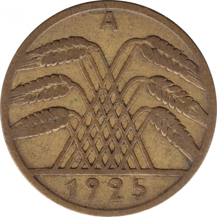 Rückansicht - 10 Reichspfennig 1925 A - Münze der Weimarer Republik sehr selten