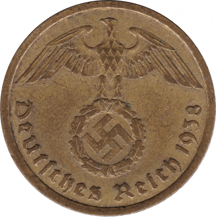 Rückansicht - 10 Reichspfennig 1938 A - Münze des Dritten Reichs sehr selten