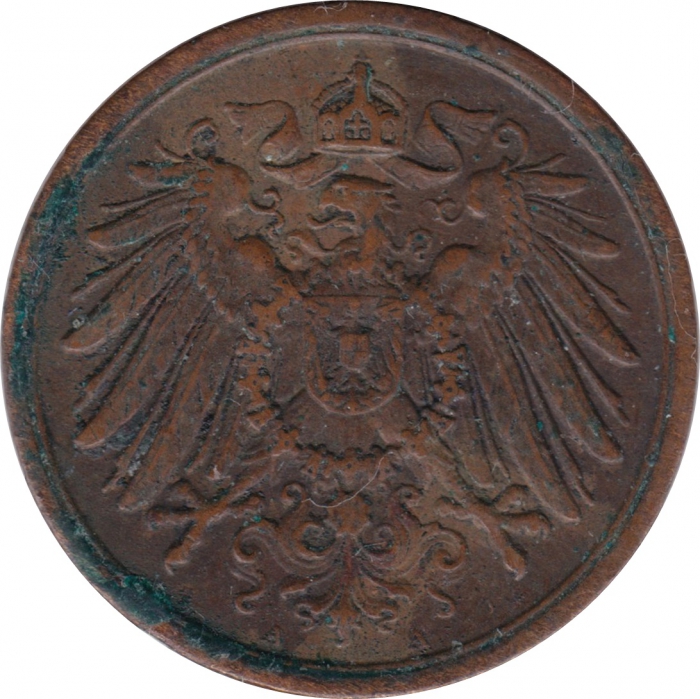 Rückansicht - 2 Pfennig 1913 A - Münze Deutsches Kaiserreich sehr selten