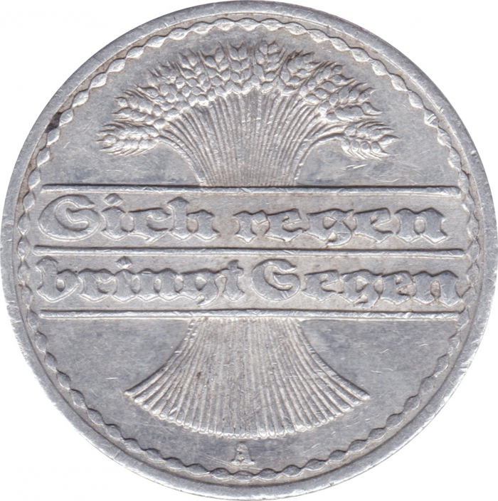 Rückansicht - 50 Pfennig 1921 A - Münze der Weimarer Republik sehr selten