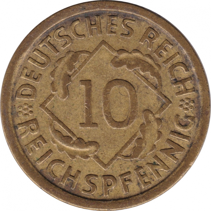 Vorderansicht - 10 Reichspfennig 1935 A - Münze des Dritten Reichs geprägt in Berlin, Deutschland