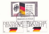 Briefmarken - Deutsche Einheit - 3. Oktober 1990 - Philatelie - Erinnerungskarte - Postdienst Deutsche Post Deutsche Einheit - Staatsakt in Berlin
