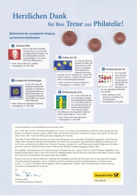 Rückansicht - Die Erweiterung der Europäischen Union - gewürdigt mit Münzen und Briefmarke Karton, coloriert