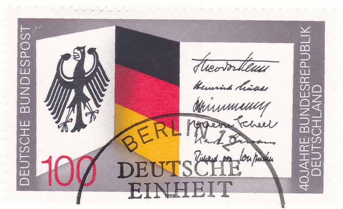 Briefmarke - Deutsche Einheit - 3. Oktober 1990 - Philatelie - Erinnerungskarte - Postdienst Deutsche Post Sonderstempel vom 3.10.1990