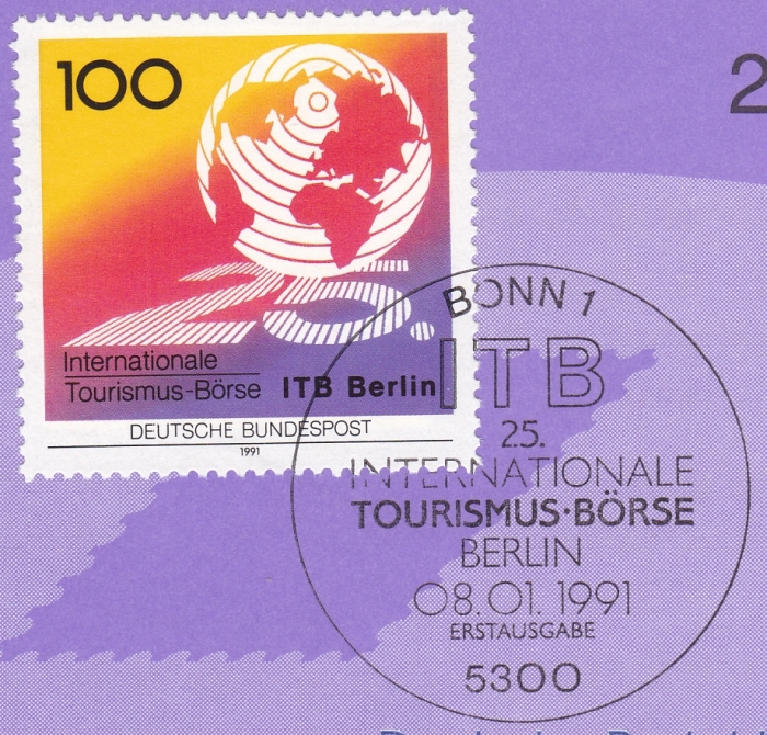 Detailansicht - 25. Internationale Tourismus-Börse ITB Berlin - Philatelie - Freistaat Sachsen vom 2. - 7. März 1991 Karton, coloriert
