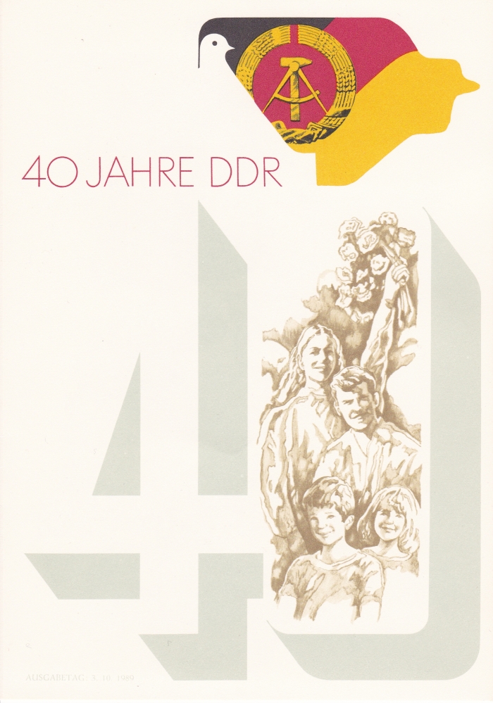 Vorderansicht - 40 Jahre DDR - Philatelie - 5 wunderschöne Briefmarken, DDR 1989 sehr guter Zustand