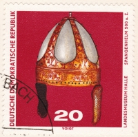 Briefmarke - 20 Pfennig DDR Landesmusuem Halle, Spangenhelm 500 u. Z. sehr selten!