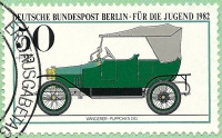 Briefmarke - Auto von Wanderer Puppchen 1911, Für die Jugend, 1982 - Jugendmarken - Historische Autos sehr guter Zustand