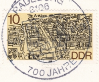 Briefmarke - Postkarte - 10 Pfennig Anklam Radeburger Wappen