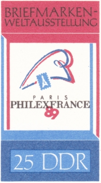 Detailansicht - 0,25 Mark - Briefmarken Weltausstellung, 1989 - Philexfrance 89 - Paris, Frankreich Ganzsache, Rückseite leer!