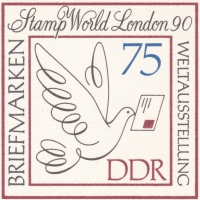Detailansicht - 0,75 Mark - Briefmarken Weltausstellung, 1990 - Stamp World London 90 Ganzsache, Rückseite leer!