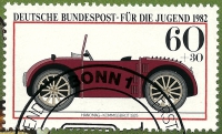 Detailansicht - Auto von Hanomag Kommissbrot 1925, Für die Jugend, 1982 - Jugendmarken - Historische Autos sehr guter Zustand