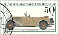 Detailansicht - Auto von Mercedes-Tourenwagen 1913, Für die Jugend, 1982 - Jugendmarken - Historische Autos sehr guter Zustand