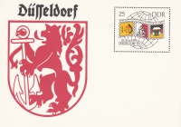 Vorderansicht - 25 Pfennig DDR - Briefmarken-Ausstellung in Düsseldorf, 1990 -  Postkarte in sehr gutem Zustand!