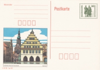 Vorderansicht - 30 Pfennig - Greifswald und Goethe-Schiller-Denkmal, 1990 - Postkartenserie Bauten und Denkmäler, DDR Postkarte in sehr gutem Zustand!