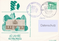 Vorderansicht - Postkarte - 60 Jahre Karl-May-Museum in Radebeul, 1988 1. Sonderstempel Karl-May-Museum