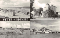 Vorderansicht - Vitte Hiddensee, Postkarte 1967 - Strand, Hafen & FDGB-Erholungsheim ungelaufen, sehr guter Zustand