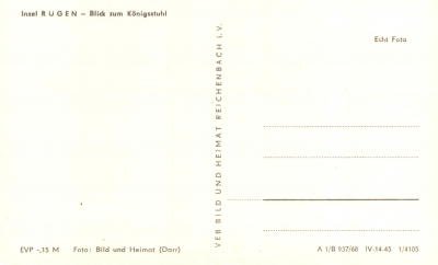 Blick zum Königsstuhl, Rügen Postkarte 1968