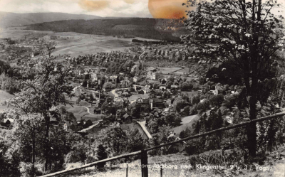 Vorderansicht - Klingenthal Blick vom Aschberg, 1956 - sehr seltene Ansichtskarte ungelaufen