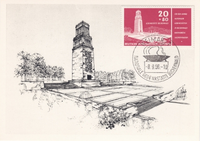 Briefmarke 20 + 80 Pfennig DDR, Glockenturm Buchenwald