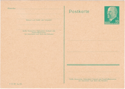 Postkarte - Walter Ulbricht - 10 Pfennig von 1961