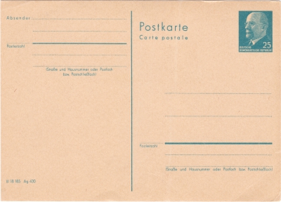 Postkarte - Walter Ulbricht - 25 Pfennig